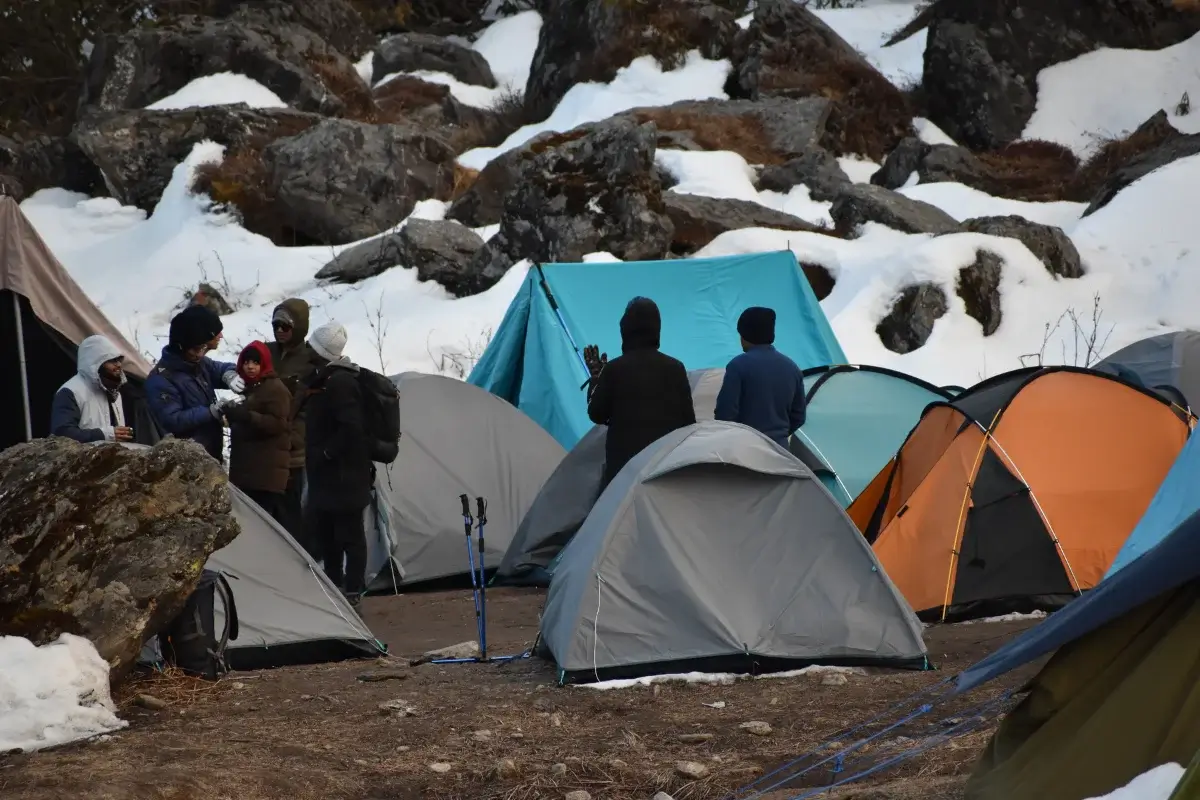 Himalayan trekking camps under mountains
