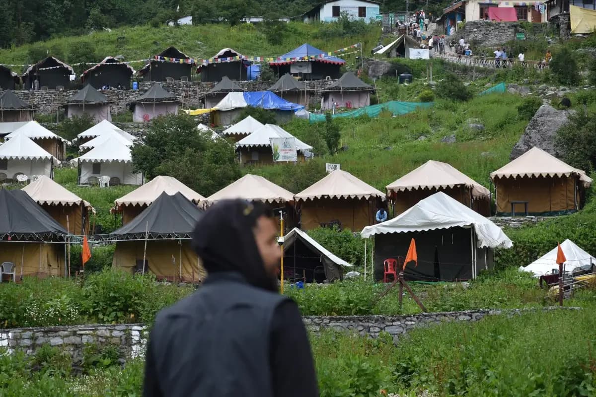 Mountain campsite during Himalayan trek