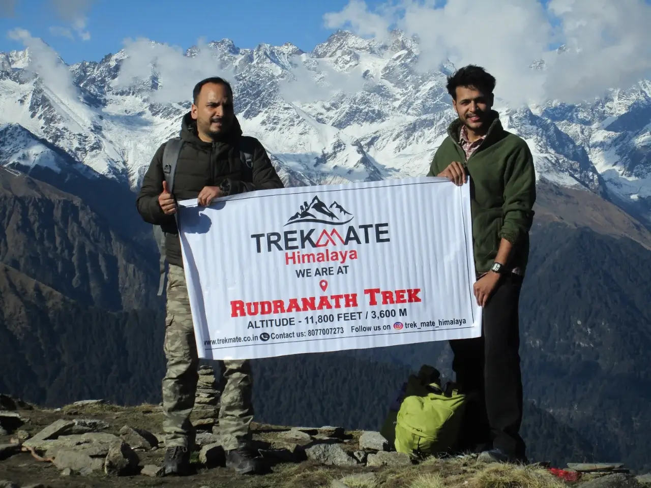 Trekkers at Himalayan summit